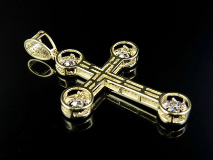 2 Inch 10K Dancing Lab Grown Diamond Cross Pendant
