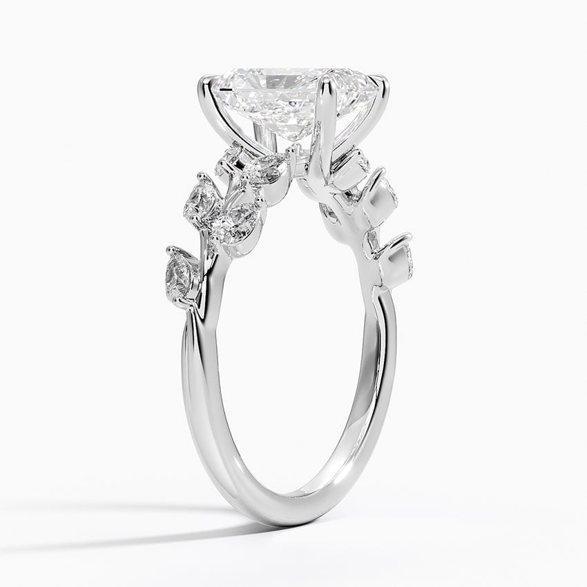 11/2Ct Radiant Lab Grown Diamond Leaf Engagement Ring