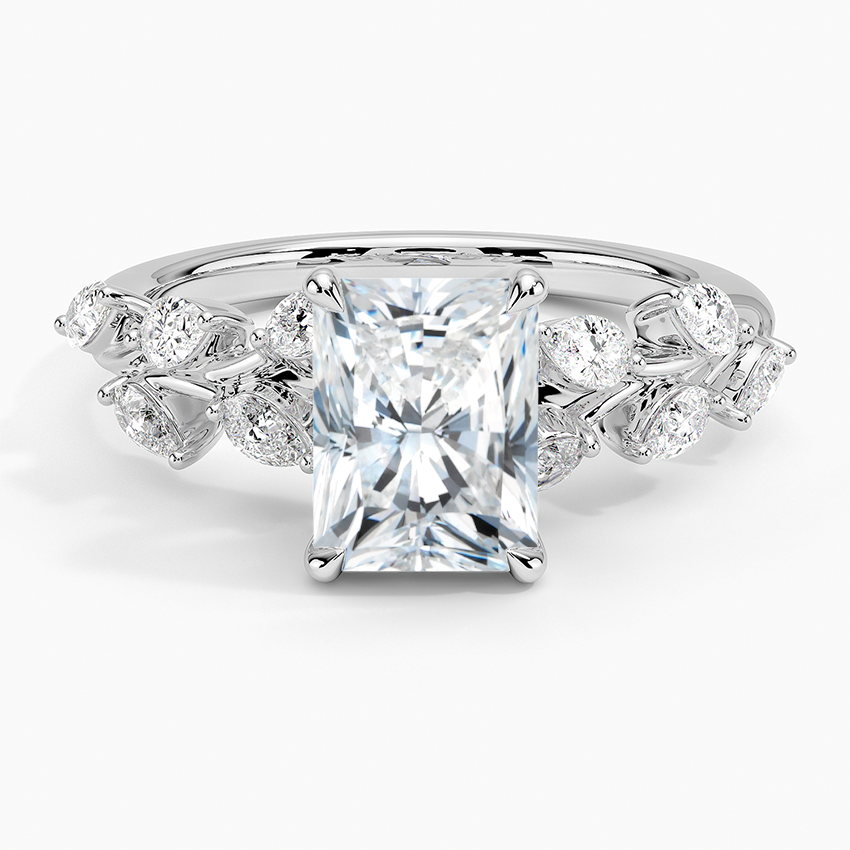 11/2Ct Radiant Lab Grown Diamond Leaf Engagement Ring