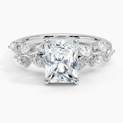 11/2Ct Radiant Lab Grown Diamond Leaf Engagement Ring