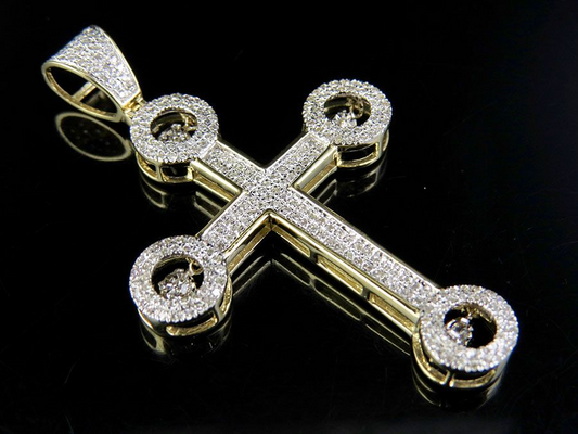 2 Inch 10K Dancing Lab Grown Diamond Cross Pendant