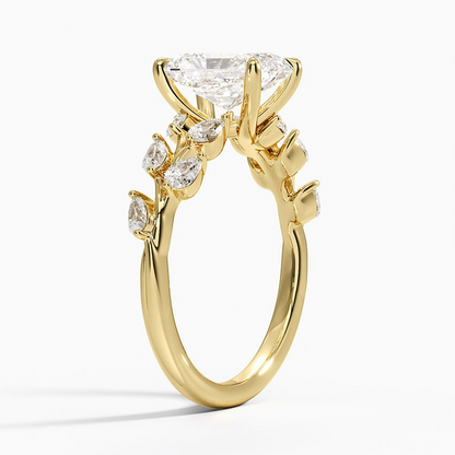 11/2Ct Radiant Lab Grown Diamond Leaf Engagement Ring