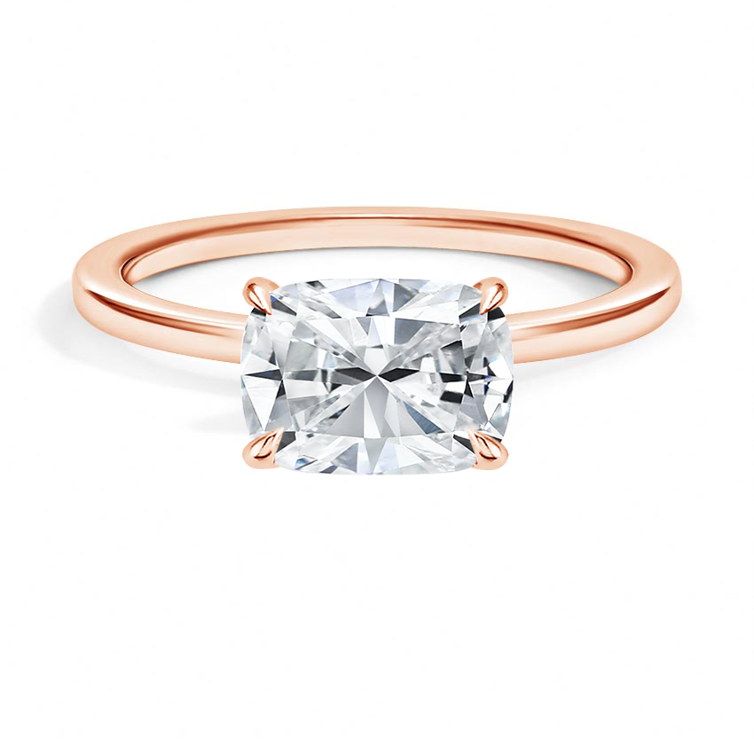 2Ct Cushion Lab Grown Diamond East West Solitaire Ring