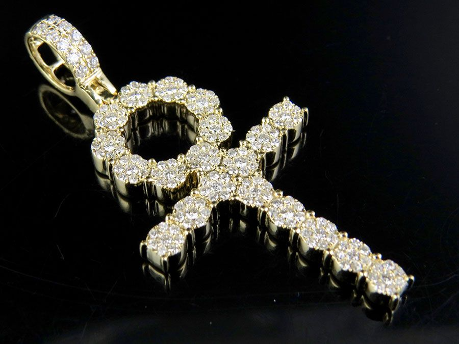 Lab Grown Diamond 14k Cluster Ankh Cross Pendant