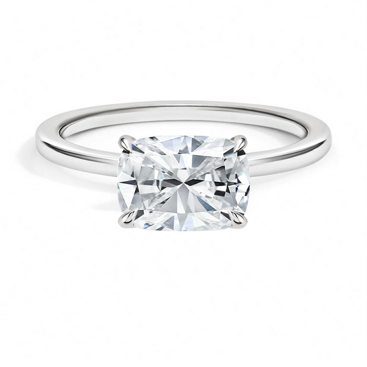 2Ct Cushion Lab Grown Diamond East West Solitaire Ring