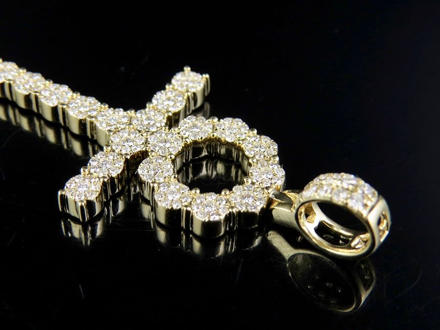 Lab Grown Diamond 14k Cluster Ankh Cross Pendant