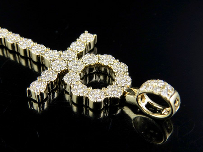 Lab Grown Diamond 14k Cluster Ankh Cross Pendant