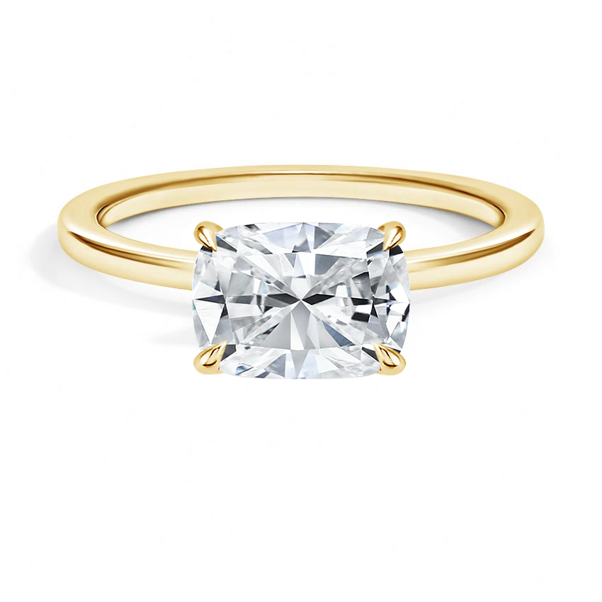 2Ct Cushion Lab Grown Diamond East West Solitaire Ring