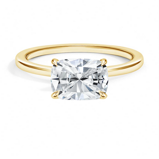 2Ct Cushion Lab Grown Diamond East West Solitaire Ring