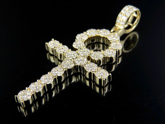 Lab Grown Diamond 14k Cluster Ankh Cross Pendant