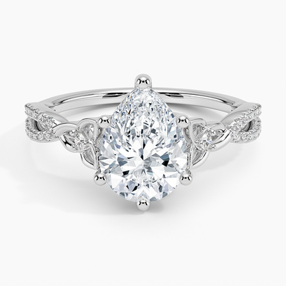 2Ct Pear Lab Grown Diamond Love Knot Diamond Ring