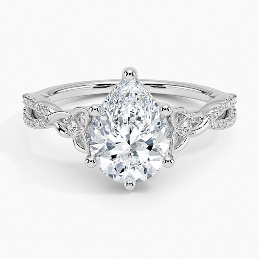 2Ct Pear Lab Grown Diamond Love Knot Diamond Ring