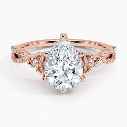 2Ct Pear Lab Grown Diamond Love Knot Diamond Ring