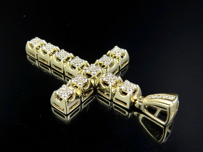 2.2 Inch Lab Grown Diamond 10K Block Cross Pendant