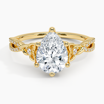 2Ct Pear Lab Grown Diamond Love Knot Diamond Ring