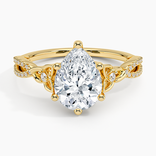2Ct Pear Lab Grown Diamond Love Knot Diamond Ring