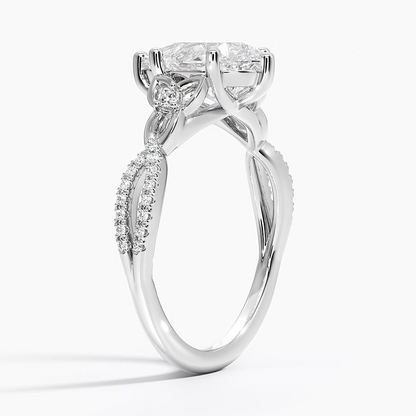 2Ct Pear Lab Grown Diamond Love Knot Diamond Ring