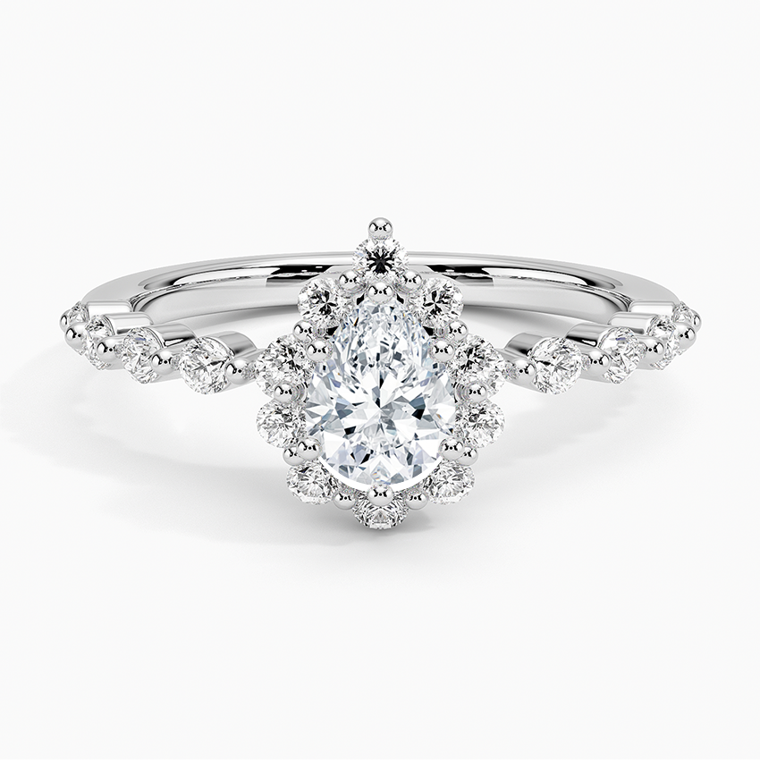 1/2Ct Marquise Lab Grown Diamond Halo Engagement Ring