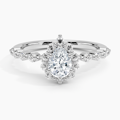 1/2Ct Marquise Lab Grown Diamond Halo Engagement Ring