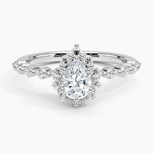 1/2Ct Marquise Lab Grown Diamond Halo Engagement Ring