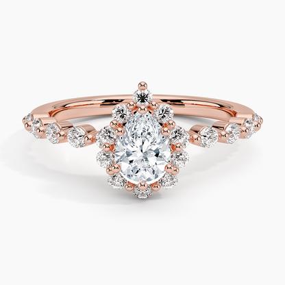 1/2Ct Marquise Lab Grown Diamond Halo Engagement Ring