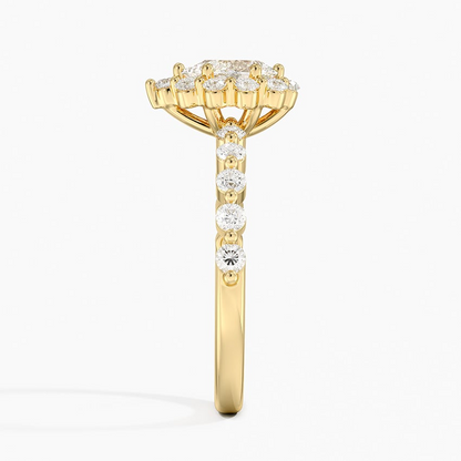 1/2Ct Marquise Lab Grown Diamond Halo Engagement Ring