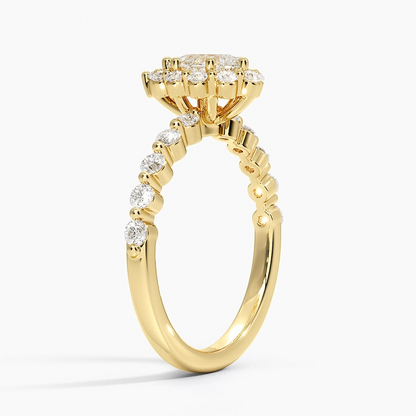 1/2Ct Marquise Lab Grown Diamond Halo Engagement Ring