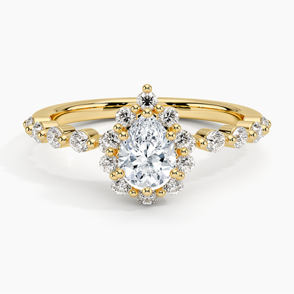 1/2Ct Marquise Lab Grown Diamond Halo Engagement Ring