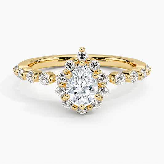 1/2Ct Marquise Lab Grown Diamond Halo Engagement Ring