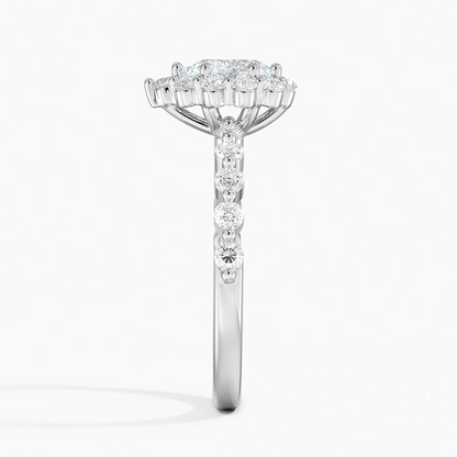 1/2Ct Marquise Lab Grown Diamond Halo Engagement Ring
