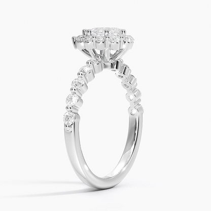 1/2Ct Marquise Lab Grown Diamond Halo Engagement Ring