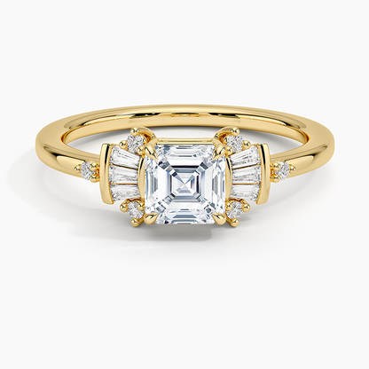 3/4Ct Asscher Lab Grown Diamond Art Deco Ring