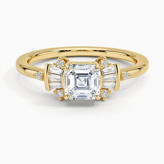 3/4Ct Asscher Lab Grown Diamond Art Deco Ring