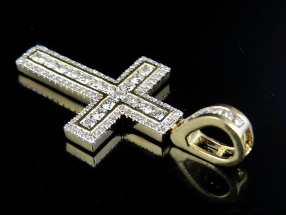 1.5 Inch Lab Grown Diamond 10K Channel Cross Pendant