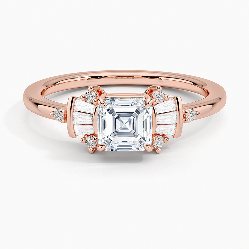 3/4Ct Asscher Lab Grown Diamond Art Deco Ring