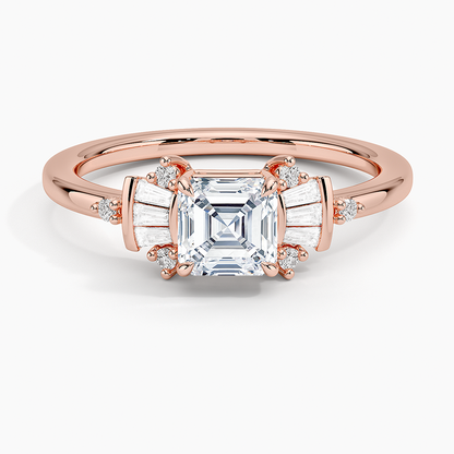 3/4Ct Asscher Lab Grown Diamond Art Deco Ring