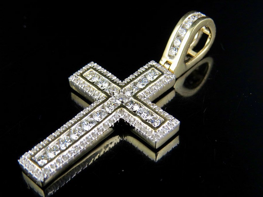 1.5 Inch Lab Grown Diamond 10K Channel Cross Pendant
