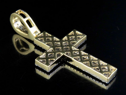 1.5 Inch Lab Grown Diamond 10K Channel Cross Pendant