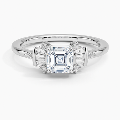 3/4Ct Asscher Lab Grown Diamond Art Deco Ring