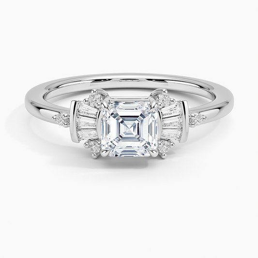 3/4Ct Asscher Lab Grown Diamond Art Deco Ring