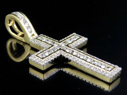 1.5 Inch Lab Grown Diamond 10K Channel Cross Pendant