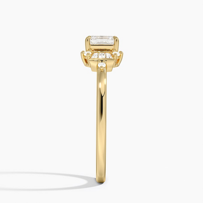 3/4Ct Asscher Lab Grown Diamond Art Deco Ring
