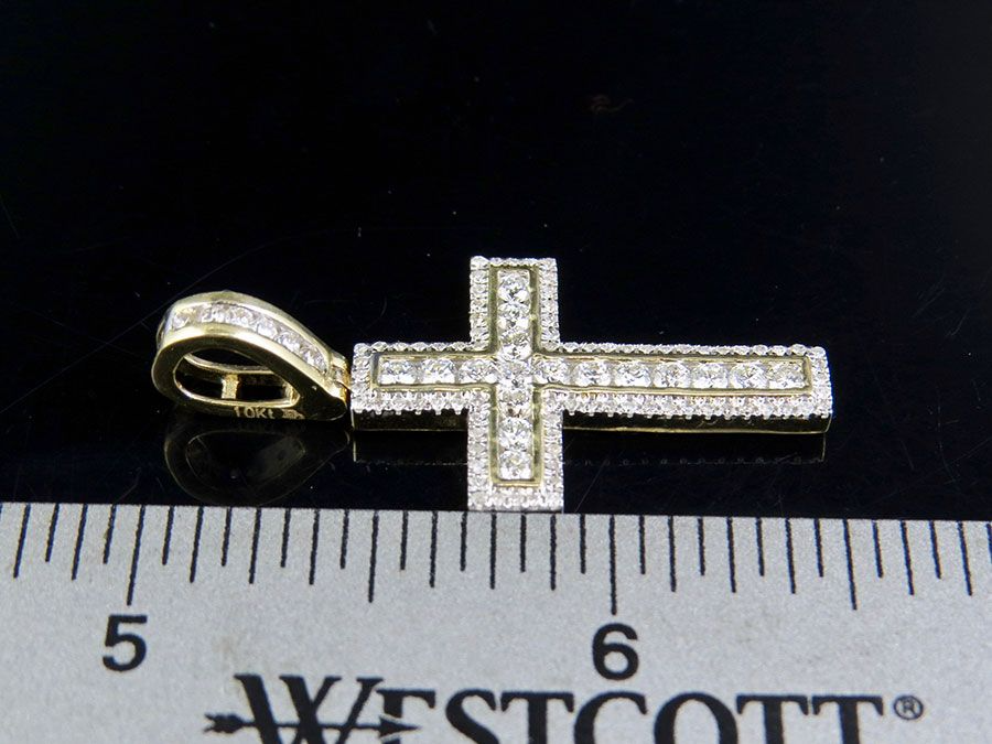1.5 Inch Lab Grown Diamond 10K Channel Cross Pendant