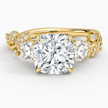 21/2 CT Cushion Lab Grown Diamond Canopy Three Stone Diamond Ring