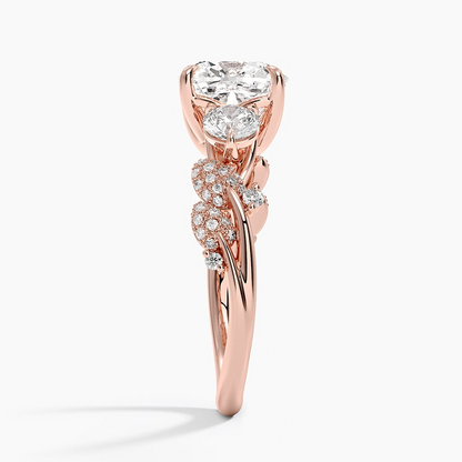 21/2 CT Cushion Lab Grown Diamond Canopy Three Stone Diamond Ring