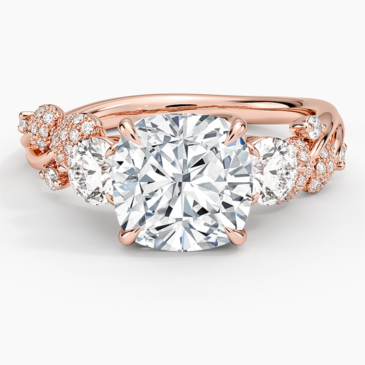 21/2 CT Cushion Lab Grown Diamond Canopy Three Stone Diamond Ring