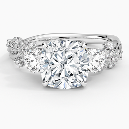 21/2 CT Cushion Lab Grown Diamond Canopy Three Stone Diamond Ring