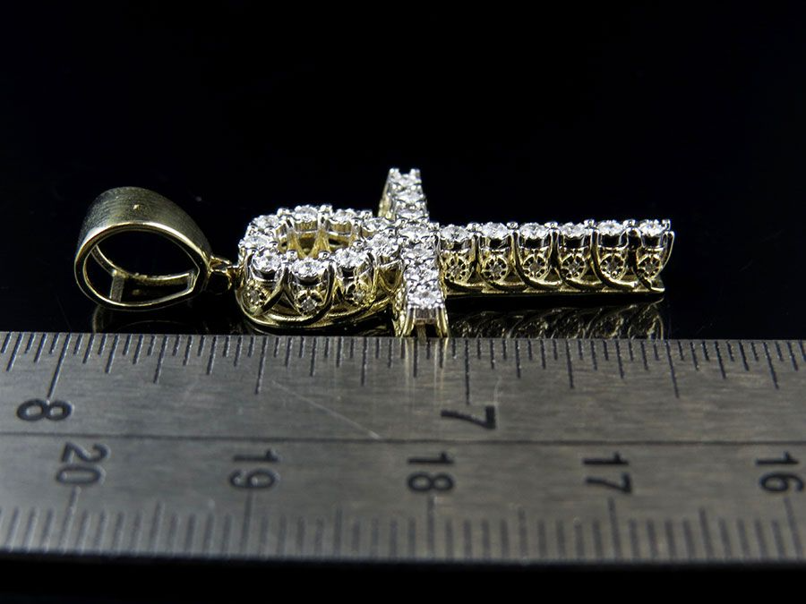 10K Lab Grown Diamond 3D Miracle Ankh Cross Pendant .