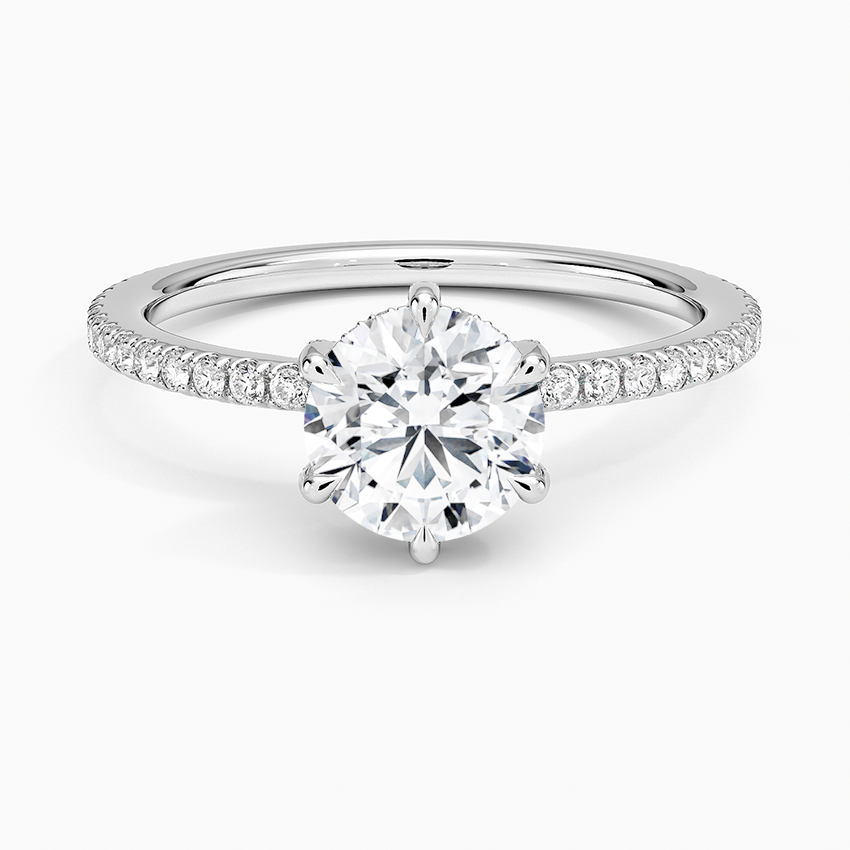 1Ct Round Lab Grown Diamond Six-Prong Diamond Ring