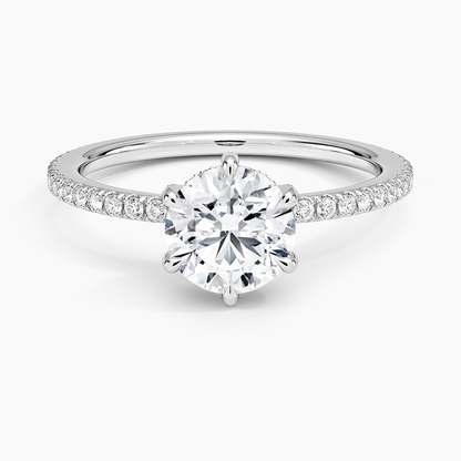 1Ct Round Lab Grown Diamond Six-Prong Diamond Ring